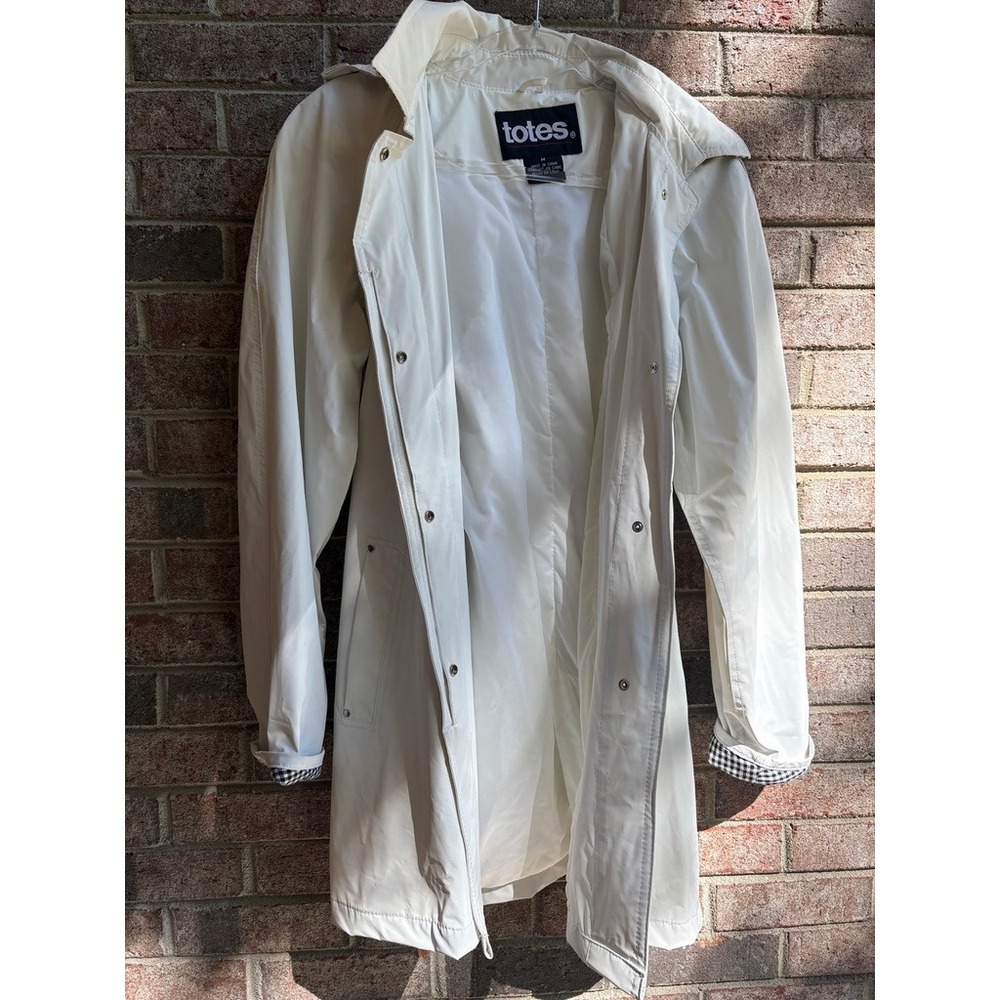 Totes Women's Rain Jacket Coat White Medium NWT‎ PVC Nylon Hooded